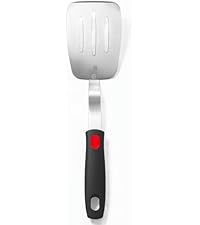 Stainless Steel Flexible Spatula Solid Turner, XiaoZu Thin Metal Spatula for Cast Iron Skillet, Thin Blade and Heat Resistant Silicone Handle, Great for Egg, Cookie, Meat, Crep, Medium + Large