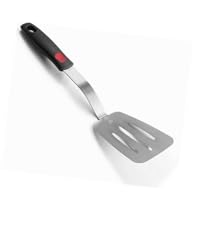 Stainless Steel Flexible Spatula Solid Turner, XiaoZu Thin Metal Spatula for Cast Iron Skillet, Thin Blade and Heat Resistant Silicone Handle, Great for Egg, Cookie, Meat, Crep, Medium + Large