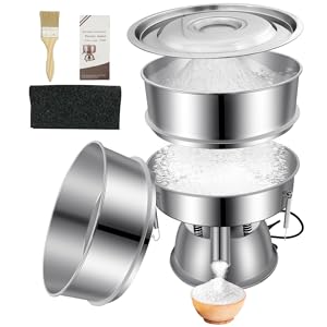 Automatic Vibrating Sieve Shaker – 40 Mesh + 60 Mesh Flour Sifter, Electric 110V 55W Sifter Machine for Flours, Herbal Powder