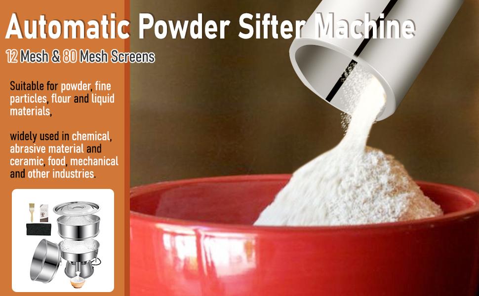 Automatic Vibrating Sieve Shaker – 40 Mesh + 60 Mesh Flour Sifter, Electric 110V 55W Sifter Machine for Flours, Herbal Powder