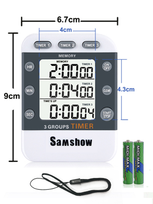 Digital Kitchen Timer Dual Timers 3 Channels Count UP/Down Cooking Timer Large Display, Adjustable Volume Alarm with Magnetic Back, Stand, Battery Included