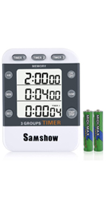 Digital Kitchen Timer Dual Timers 3 Channels Count UP/Down Cooking Timer Large Display, Adjustable Volume Alarm with Magnetic Back, Stand, Battery Included