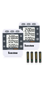 Digital Kitchen Timer Dual Timers 3 Channels Count UP/Down Cooking Timer Large Display, Adjustable Volume Alarm with Magnetic Back, Stand, Battery Included