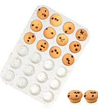 CAKETIME Silicone Mini Muffin Pan, 24 Cups Nonstick Mini Cupcake Pan for Baking Muffin, Cupcake, Egg Bites, Fat Bomb, 1 Pack Confetti