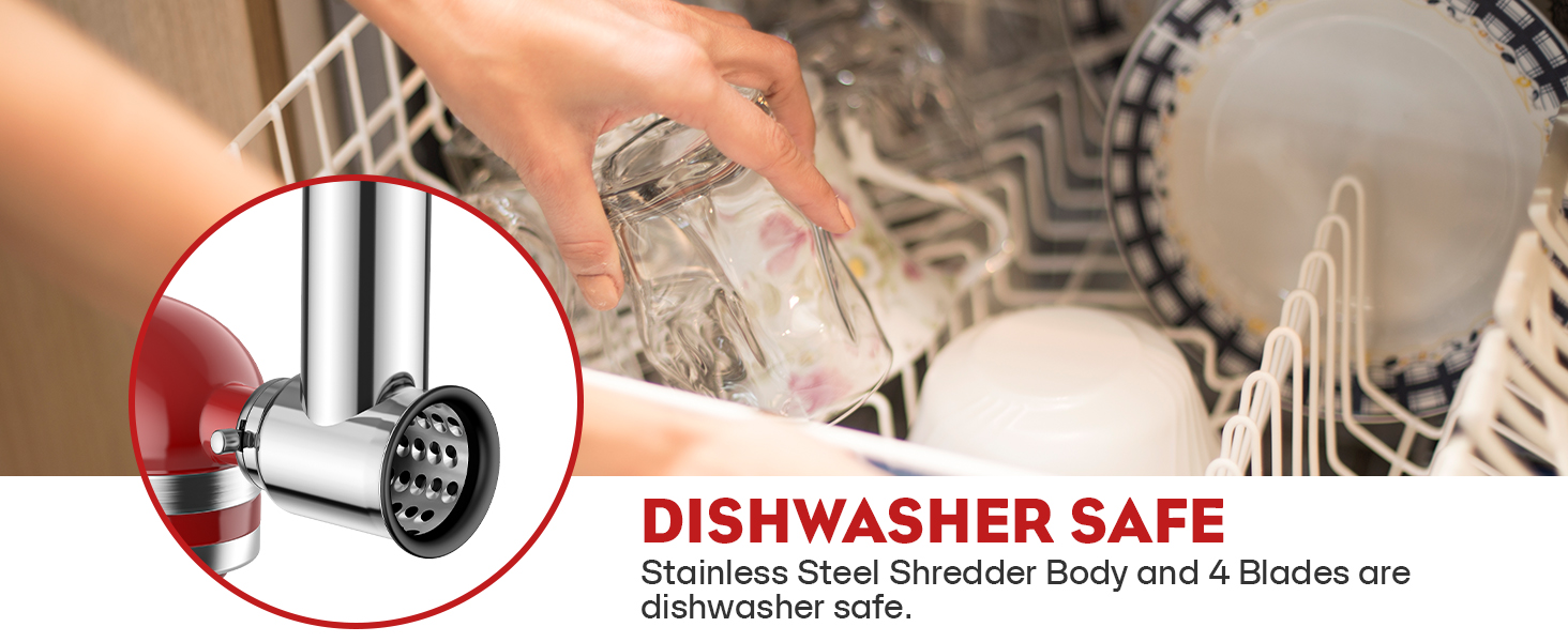 Stainless Steel Slicer Shredder Attachment for Kitchenaid Stnad Mixer, Cheese Grater Attachment for KitchenAid - 4 Blades Salad Maker with Grinding Powder Function by FGREEBLE