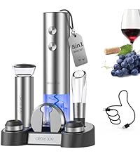 CIRCLE JOY Rechargeable Wine Opener Electric Wine Bottle Opener 7-in-1 Wine Gift Set with Electric Vacuum Pump, Charging Station, Foil Cutter, Wine Aerator Pourer and 2 Wine Stoppers