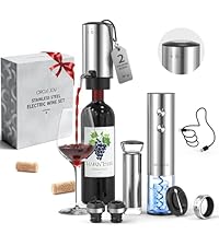 CIRCLE JOY Rechargeable Wine Opener Electric Wine Bottle Opener 7-in-1 Wine Gift Set with Electric Vacuum Pump, Charging Station, Foil Cutter, Wine Aerator Pourer and 2 Wine Stoppers