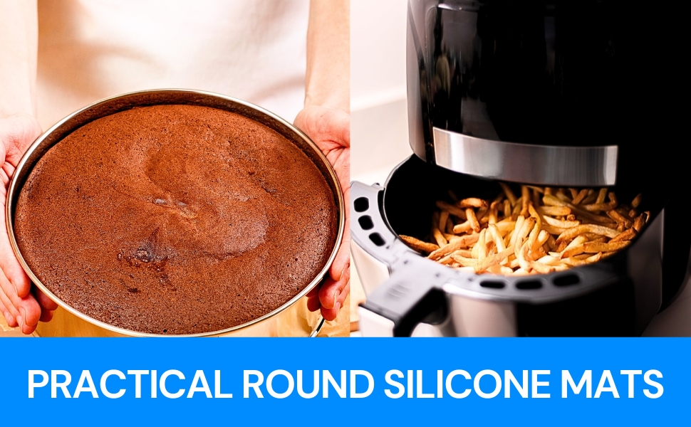 3PC Round Silicone Baking Mats, 8 inch Silicone Mats for Baking Easy to Clean, Reusable Baking Mats, Silicone Circle Mats for Cake Pan