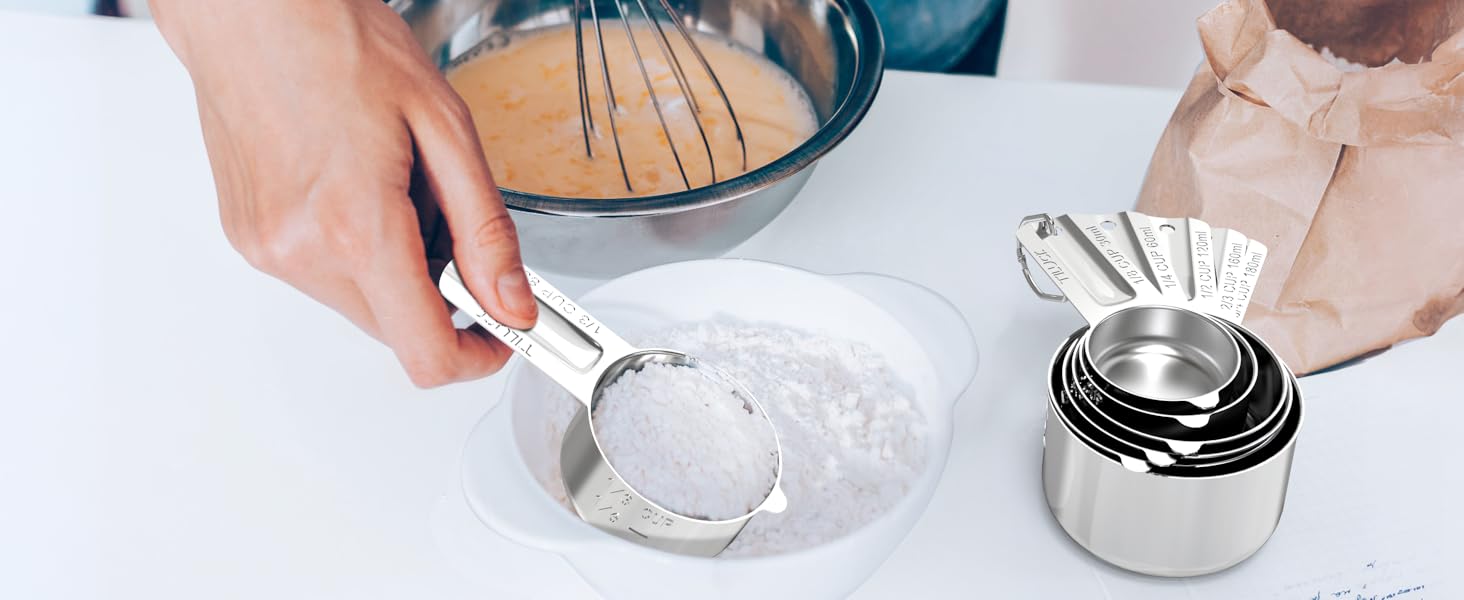 TILUCK Stainless Steel Measuring Cups Set,Kitchen Gadgets for Cooking & Baking,Set of 5