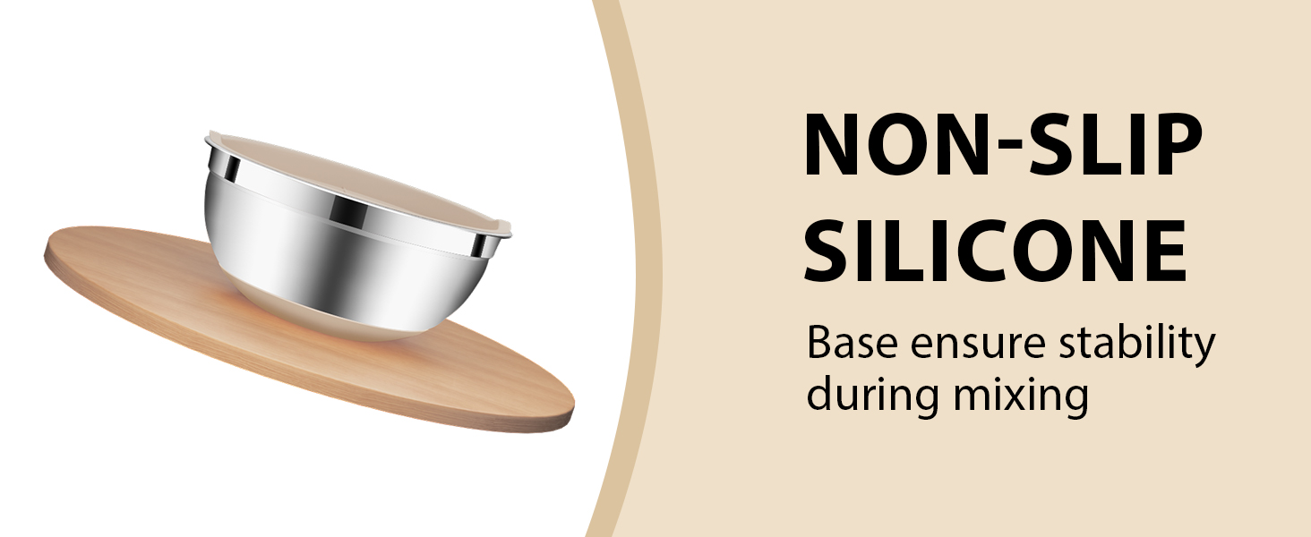 Mixing Bowls with Airtight Lids Set, 20 PCS Kitchen Gadgets Set, 6 Stainless Steel Bowls,3 Grater Attachments,Non-Slip Silicone Bottoms,Great for Serving&Baking,Size 5, 4, 3.5, 2.1, 1.5, 1.1QT (Khaki)