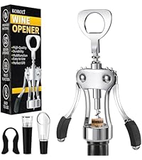 KORCCI Wine Opener, Wine Bottle Opener, Zinc Alloy Wing Corkscrew Heavy Duty, Cork Screw Beer Opener for Bartenders, Multifunctional Bottle Opener for Home Kitchen, Restaurant, Bar, Waiters