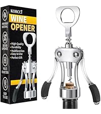 KORCCI Wine Opener, Wine Bottle Opener, Zinc Alloy Wing Corkscrew Heavy Duty, Cork Screw Beer Opener for Bartenders, Multifunctional Bottle Opener for Home Kitchen, Restaurant, Bar, Waiters