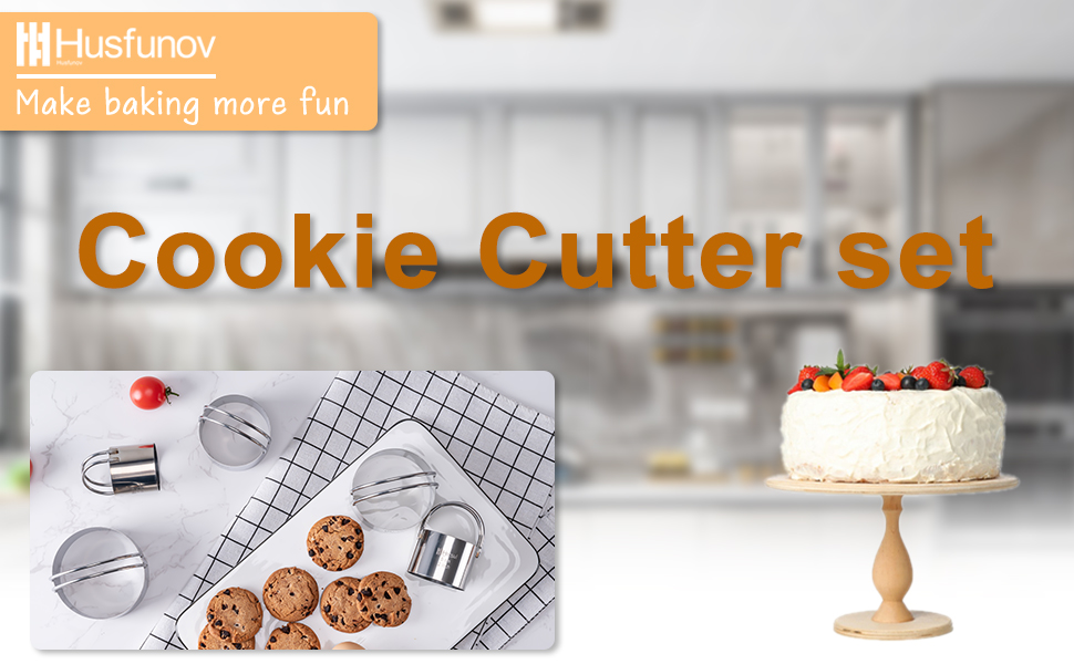 Biscuit Cutter Set Round Cookie Cutters with Handle 5 Pieces Stainless Steel Circle Professional Baking Dough Tools for Cake