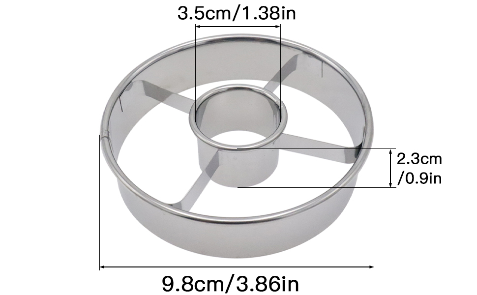 2 Pack Stainless Steel Donut Cutter, 3.86 Inch Doughnut Cutters Mold, Professional Baking Tool for Making Perfect Donuts, Bagels, Cookies, Biscuits, and More