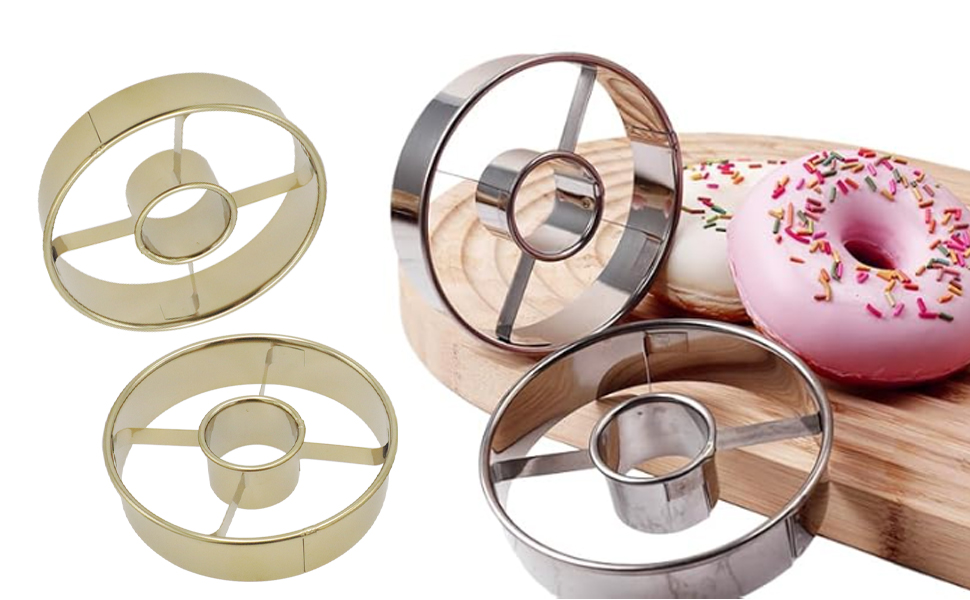 2 Pack Stainless Steel Donut Cutter, 3.86 Inch Doughnut Cutters Mold, Professional Baking Tool for Making Perfect Donuts, Bagels, Cookies, Biscuits, and More