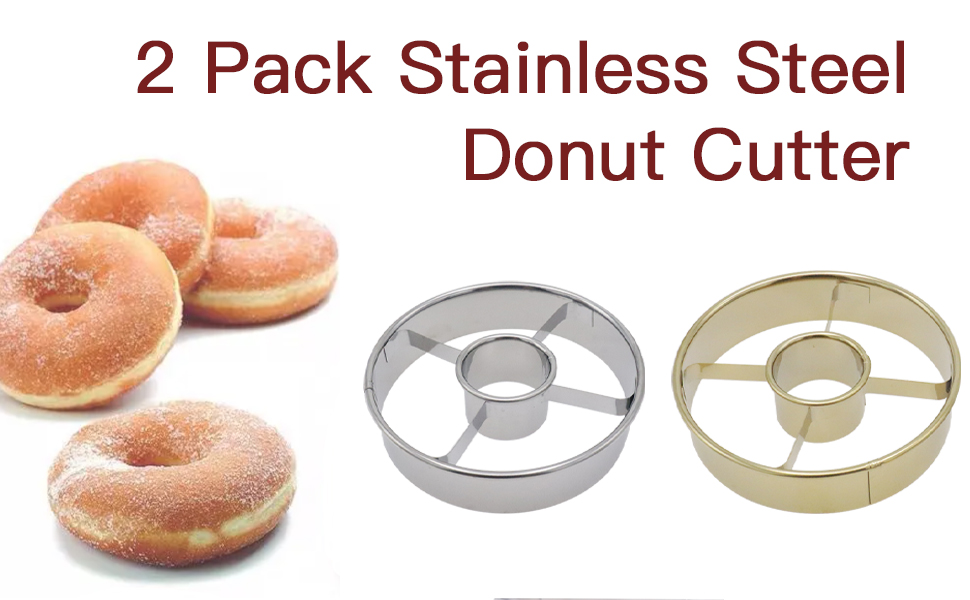 2 Pack Stainless Steel Donut Cutter, 3.86 Inch Doughnut Cutters Mold, Professional Baking Tool for Making Perfect Donuts, Bagels, Cookies, Biscuits, and More
