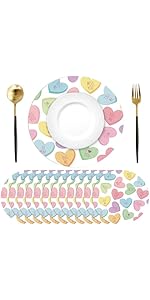 50 Pack Paper Placemats Disposable Pink Floral Wedding Disposable Placemats 13.7 Inch Rose Floral Round Place Mats Spring Summer Table Mats for Birthday Wedding Anniversary Bride Party Supplies