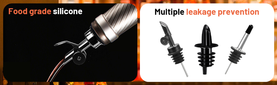 Liquor Pourer Adapters for Large Liquor Bottles and Olive Oil Bottles, Up to 1Inch/25mm Neck Bottle, Converts Regular Size Spout to Large Pouring Spout, 6 Pieces Set