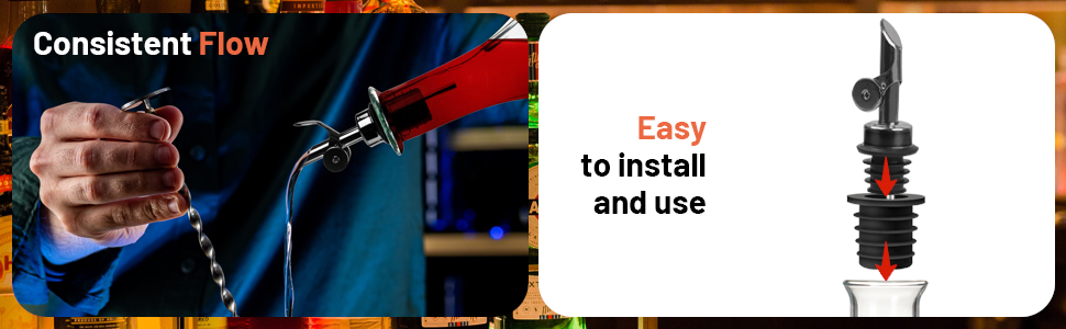 Liquor Pourer Adapters for Large Liquor Bottles and Olive Oil Bottles, Up to 1Inch/25mm Neck Bottle, Converts Regular Size Spout to Large Pouring Spout, 6 Pieces Set