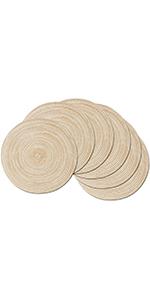 SHACOS Washable Cloth Placemats Set of 4 Cotton Linen Double Layer Thickened Machine Washable Table Mats Non Slip Heat Resistant Fabric Place Mats for Dining Table, Black