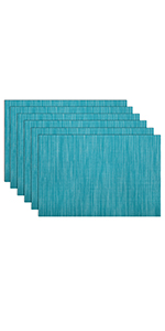 SHACOS Washable Cloth Placemats Set of 4 Cotton Linen Double Layer Thickened Machine Washable Table Mats Non Slip Heat Resistant Fabric Place Mats for Dining Table, Black