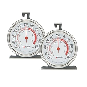Taylor 5932 Large Dial Kitchen Cooking Oven Thermometer, 3.25 Inch Dial, Stainless Steel, Oven Thermometers, Silver - 2 Pack