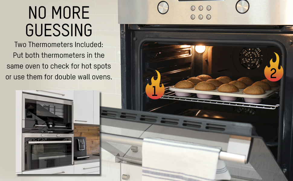 Taylor 5932 Large Dial Kitchen Cooking Oven Thermometer, 3.25 Inch Dial, Stainless Steel, Oven Thermometers, Silver - 2 Pack