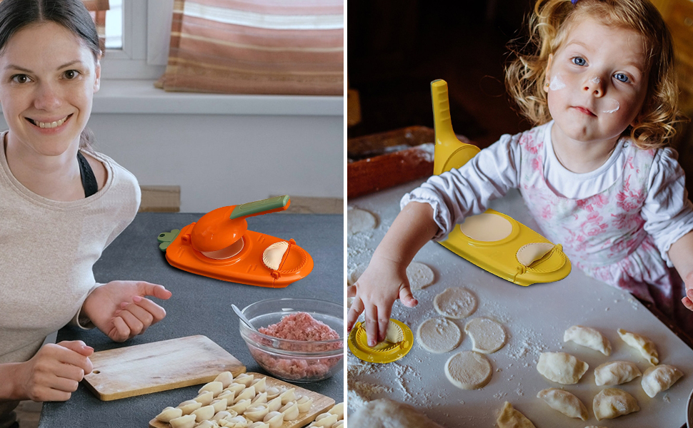 2 In 1 Dumpling Maker Press Kitchen Empanada Maker Press Mold Manual Pastry Dumpling Wrapper Machine for Chinese Food, Empanada, Ravioli, Pierogi, Hand Pie (Green)