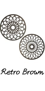 2 Pack Decorative Round Flower Trivets - 7 Inch Iron Pot Pads, Black Elegant Kitchen and Dining Table Protector, Teapot Stands Holders, Metal Plant Holder for Desktop Potted Plant、Small Green Plants