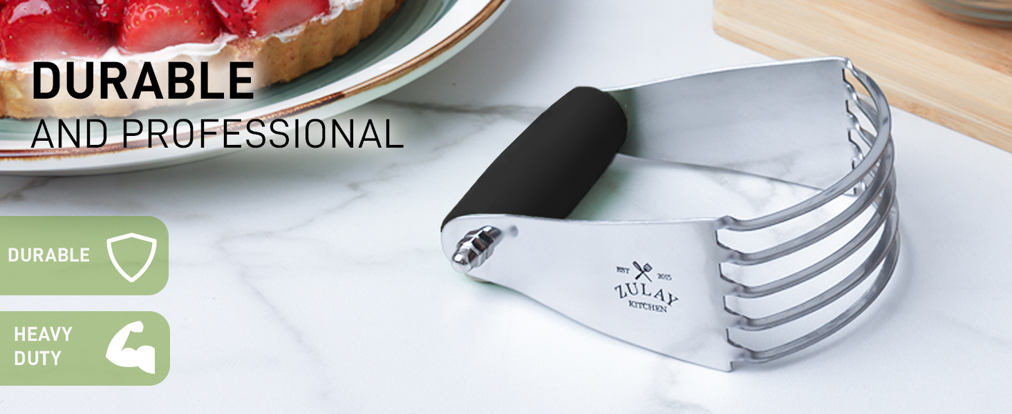 Zulay Kitchen Dough Blender - Stainless Steel Pastry Cutter, Heavy Duty Dough Cutter With Blades, Pastry Blender And Butter Cutter - Pastry Cutter For Baking (Blue)