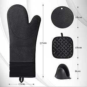 8PCS Oven Mitts and Pot Holders Sets - 480°F Heat Resistant Pot Holders and Oven Mitts, 14.5