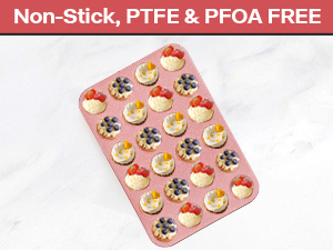 Spmart 2-Pack 24-Cup Nonstick Ceramic-Coated Mini Muffin Pan | Durable & Easy Clean Muffin Tins | Perfect for Small Baked Goods & Party Treats (Pink)