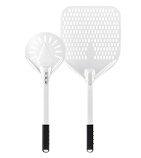 Pizza Turning Peel 7 Inch Round Aluminum Perforated Pizza Peel Turner with Metal Handle Pizza Paddle for Homemade Pizza Oven Accessories