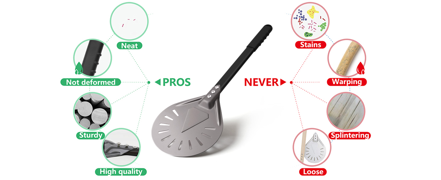 Pizza Turning Peel 7 Inch Round Aluminum Perforated Pizza Peel Turner with Metal Handle Pizza Paddle for Homemade Pizza Oven Accessories