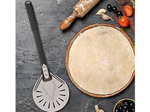 Pizza Turning Peel 7 Inch Round Aluminum Perforated Pizza Peel Turner with Metal Handle Pizza Paddle for Homemade Pizza Oven Accessories