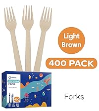 CORAL Light Brown 100% Compostable Forks - 120 Heavy Duty Forks (7.0 inch) - Break Resistant with Smooth Edges, Ocean Friendly Alternative to Plastic Silverware - Biodegradable & Disposable Forks