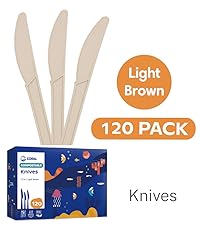 CORAL Light Brown 100% Compostable Forks - 120 Heavy Duty Forks (7.0 inch) - Break Resistant with Smooth Edges, Ocean Friendly Alternative to Plastic Silverware - Biodegradable & Disposable Forks