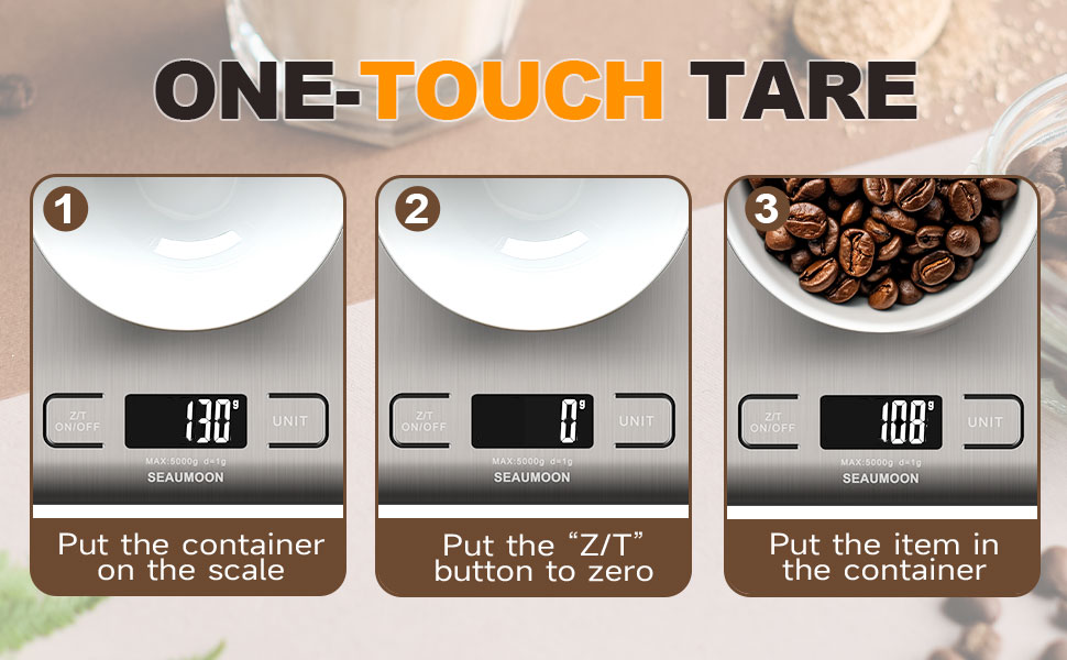 Digital Kitchen Scale–11lb/5kg Food Scale for Cooking & Baking, Stainless Steel, LCD Display, Tare Function, Multiple Units (g/oz/ml), Lightweight Design for Meal Prep Coffee (Batteries Included)