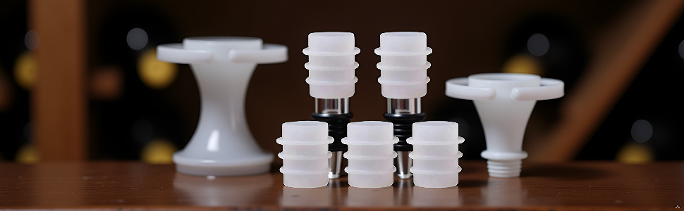 5Pcs White Bottle Stopper Silicone Mold, Crystal Epoxy Wine Stopper, Reusable Beverage Stoppers, Cork Cover, Bar and Wine Tools, Pourers