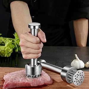Stainless Steel Meat Tenderizer Tool, 21 Sharp Needles, Meat Piercing, Tenderizing Steak, Beef, Chicken, Pork, Barbecue, Marinating, Small Meat Grinder