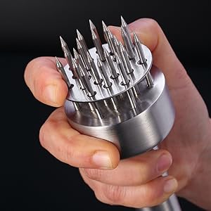 Stainless Steel Meat Tenderizer Tool, 21 Sharp Needles, Meat Piercing, Tenderizing Steak, Beef, Chicken, Pork, Barbecue, Marinating, Small Meat Grinder
