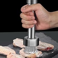 Stainless Steel Meat Tenderizer Tool, 21 Sharp Needles, Meat Piercing, Tenderizing Steak, Beef, Chicken, Pork, Barbecue, Marinating, Small Meat Grinder