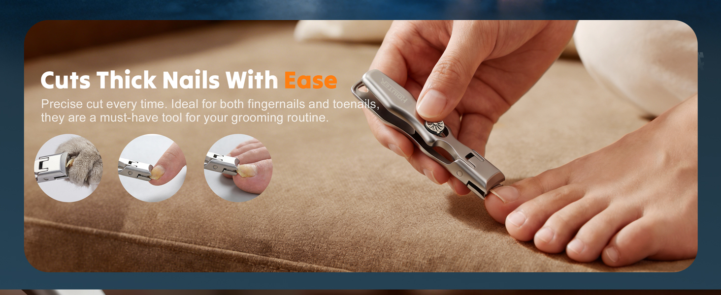 German Nail Clippers for Men Women, 2026 Upgraded Ultra Sharp Stainless Steel Nail Clippers for Thick Nails, Luxurious Ultra Sharp Nail Clippers Set with Nail File for Seniors (Silver)