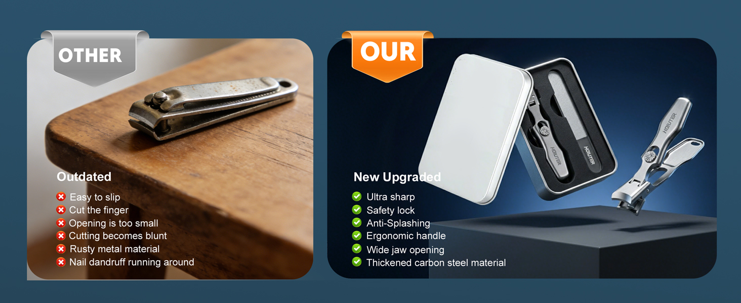 German Nail Clippers for Men Women, 2026 Upgraded Ultra Sharp Stainless Steel Nail Clippers for Thick Nails, Luxurious Ultra Sharp Nail Clippers Set with Nail File for Seniors (Silver)