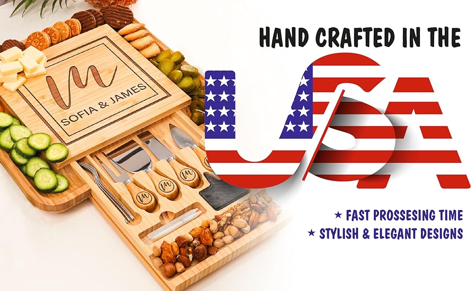 Personalized Charcuterie Board Gifts Set, Custom Large Cheese Board, Charcuterie Board for Wedding, Anniversary, Birthday, Housewarming, Engagement, Party, New Home Gift Couple, Fathers Day, Christmas