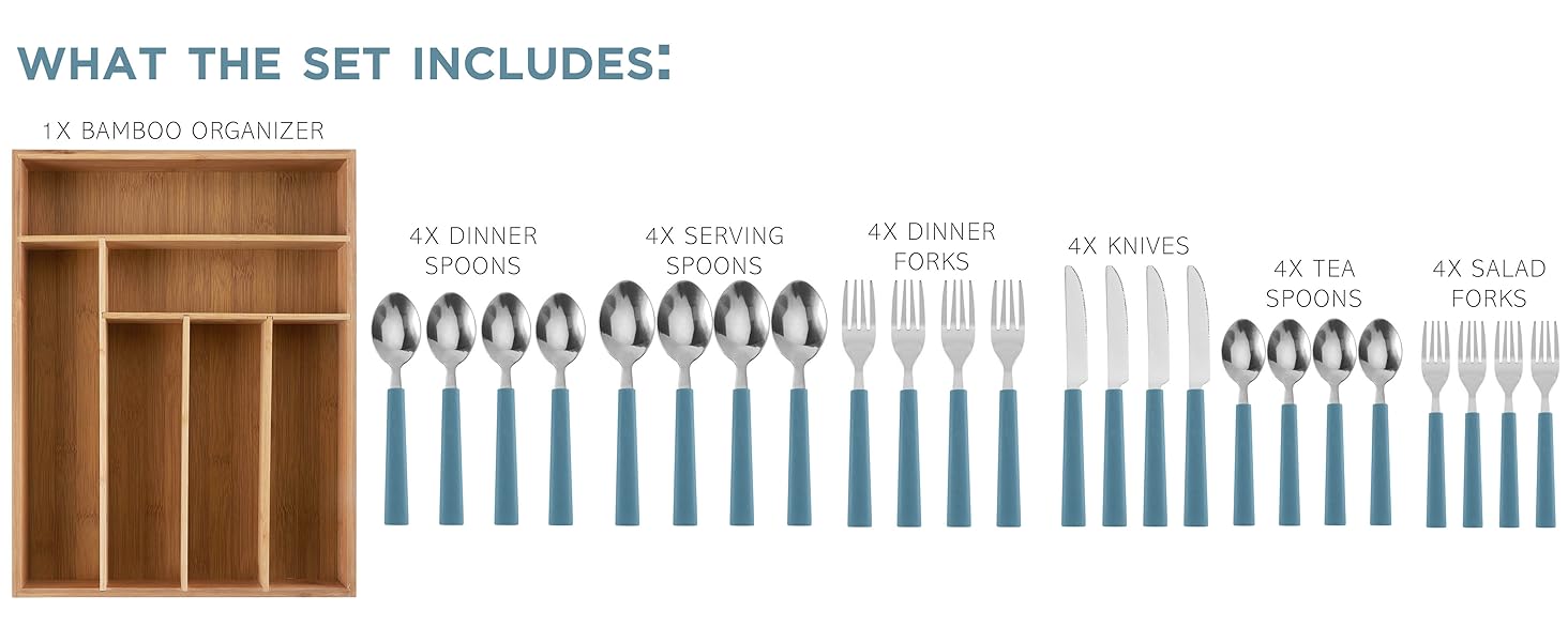 COOK WITH COLOR Bamboo Kitchen Utensil Set with Drawer Organizer | Cooking Tools and Storage Caddy, Sage, 18 Piece Gadget Set