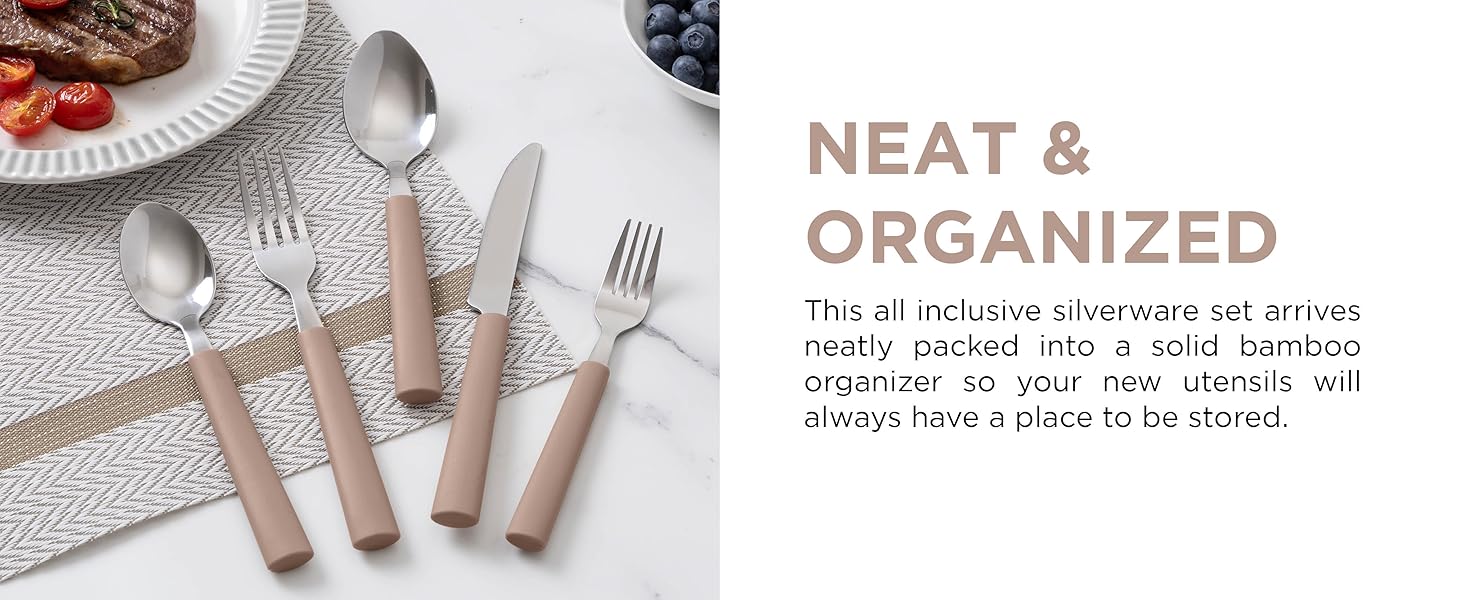 COOK WITH COLOR Bamboo Kitchen Utensil Set with Drawer Organizer | Cooking Tools and Storage Caddy, Sage, 18 Piece Gadget Set