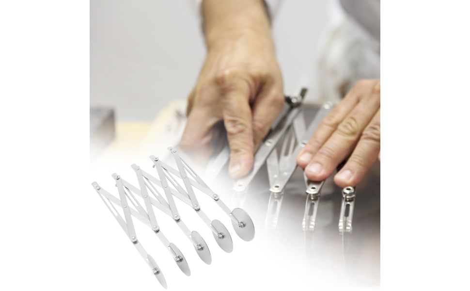 QWORK 5-Wheel Adjustable Pastry Cutter, Stainless Steel Pizza Divider, Expandable Multi-Round Baking Roller/Divider for Cookie, Dough, Cake, Pastry