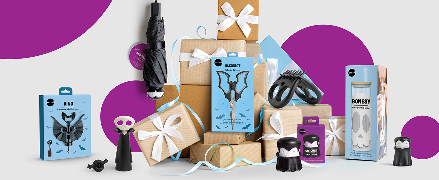 OTOTO Cutting Board - Wooden & Plastic Cutting Boards for Kitchen, Fun & Spooky Kitchen Gadgets, Housewarming & Goth Gifts, Dishwasher Safe (Bat, Plastic)