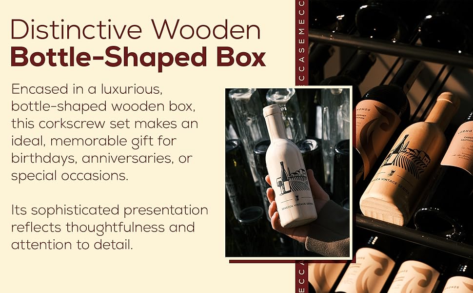 Semecca® Wine Opener – Professional Waiter’s Corkscrew, Double Hinged Wine Key, Wine Bottle Opener with Wooden Gift Box, Gift for Wine Lovers